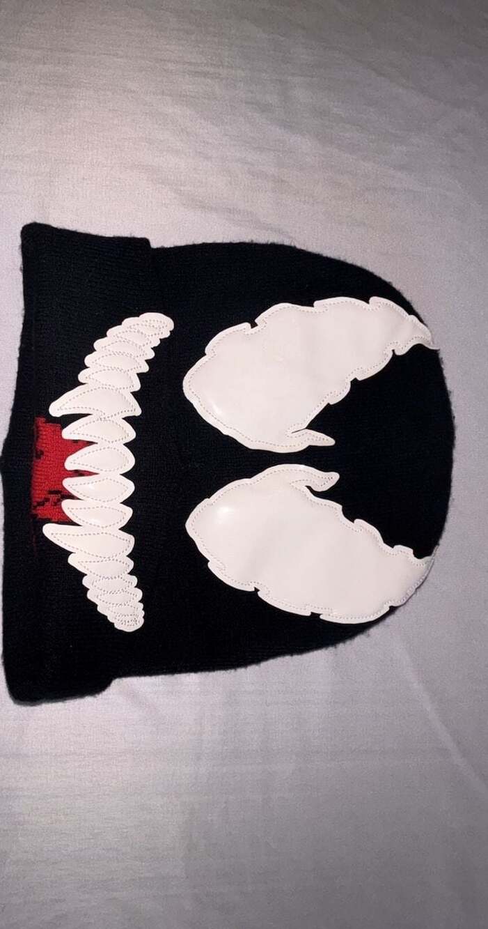 Marvel Venom Face Knit Cuff Beanie Hat with Vinyl Eyes